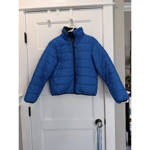 Wild Fable Blue Cropped Puffer Jacket Women's Small Quilted Zip
